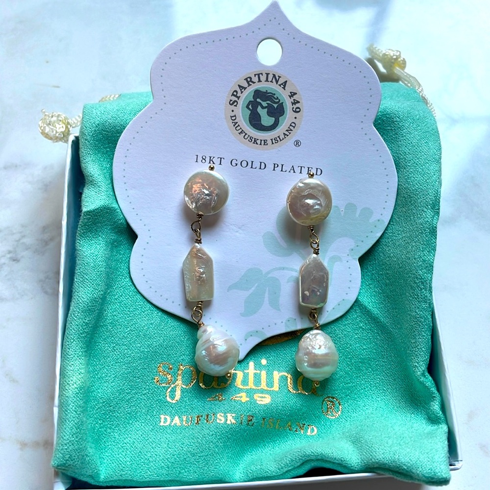 Spartina 449 Pearl Dangle Earrings - NWT